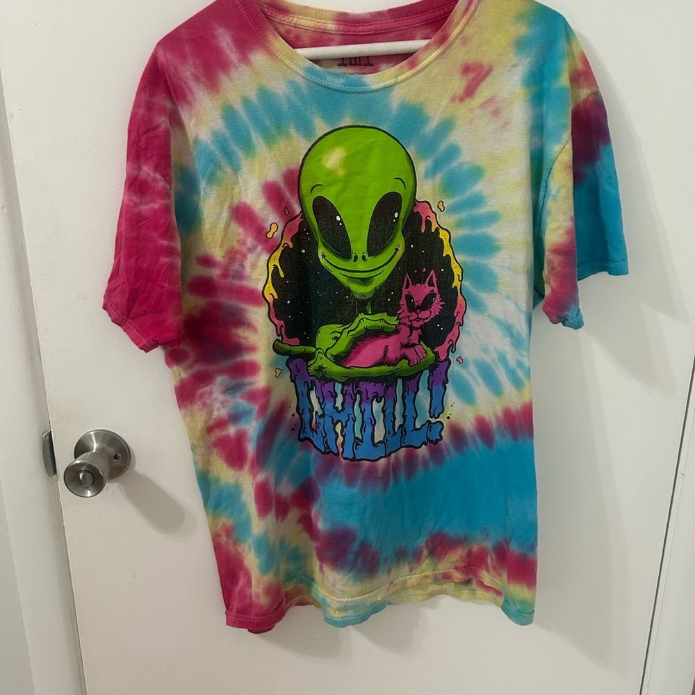 Colorful Tie-Dye Alien Graphic Tee